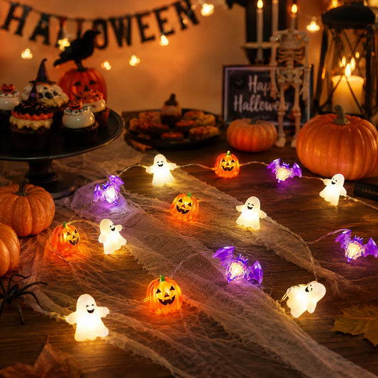 Bat Halloween string lights glowing