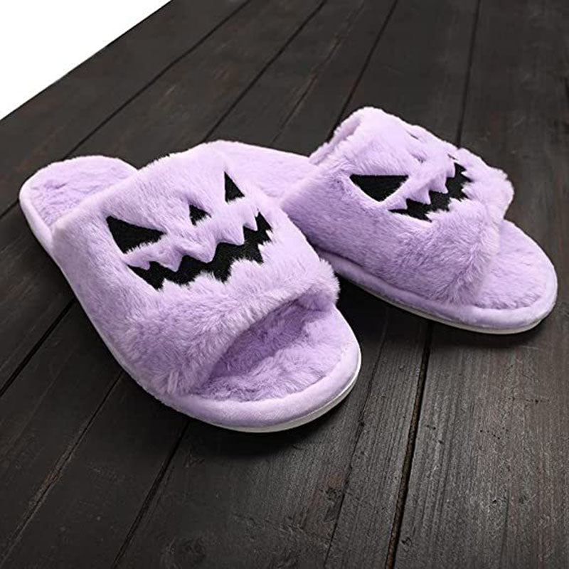 Orange Halloween slippers for women
