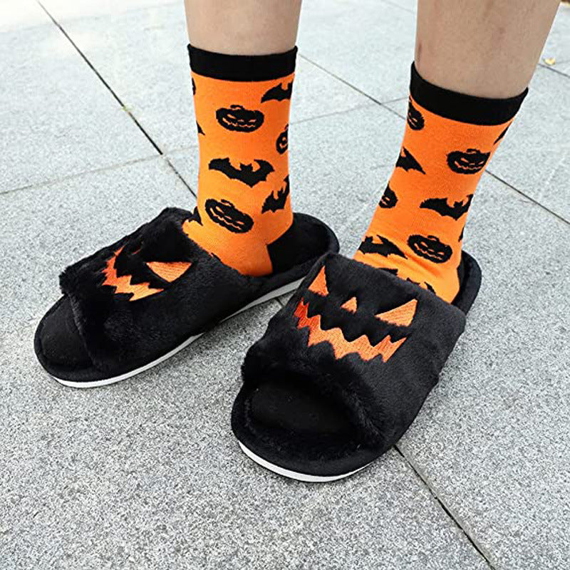 Halloween winter slippers, cute warm home slippers for women