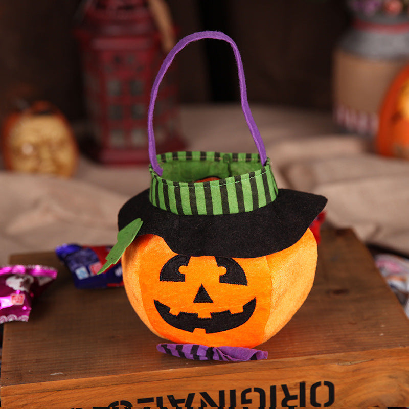 Velvet Halloween candy bag close-up