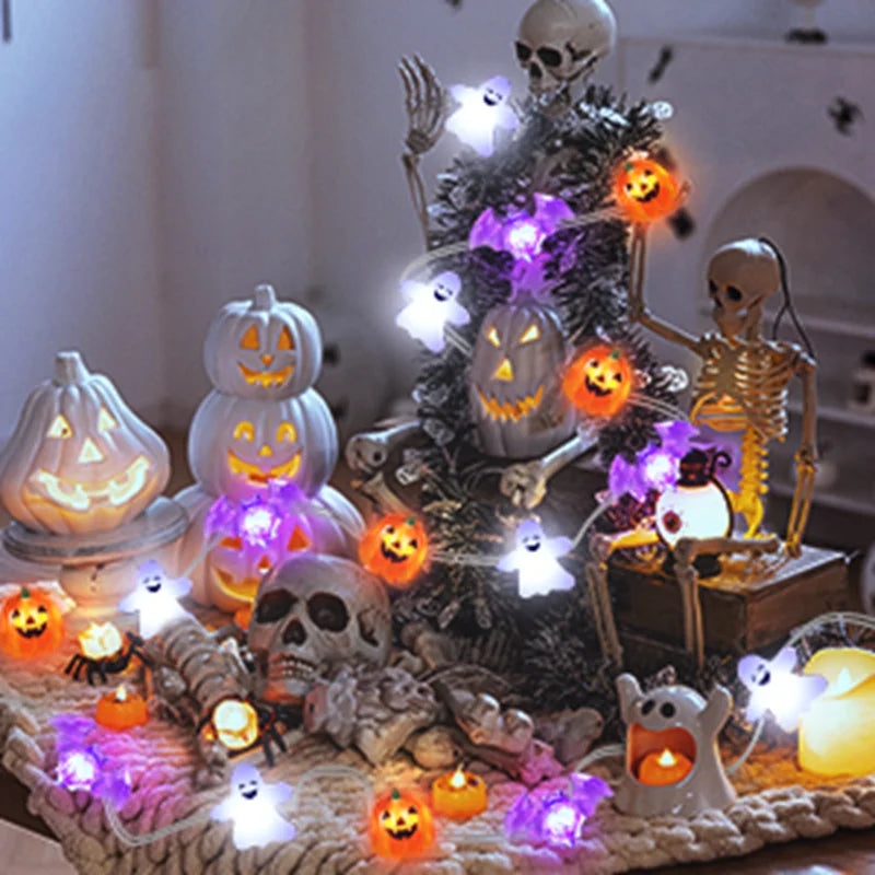 Spooky Halloween lights on a window