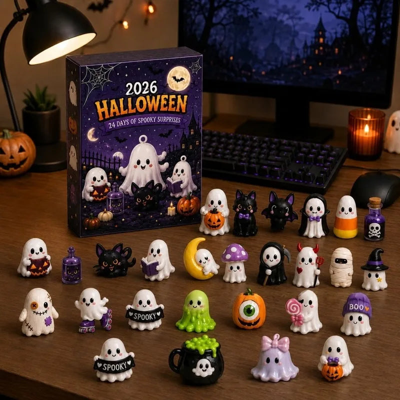 Halloween advent calendar mini figures on display