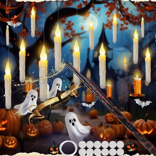 12-pack floating LED candles with magic wand remote control