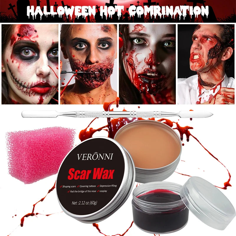 SFX Halloween makeup kit with scar wax and fake blood