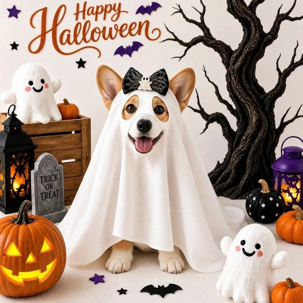 Spooky ghost costume for dogs and cats