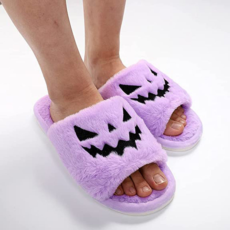 Black Halloween slippers for women